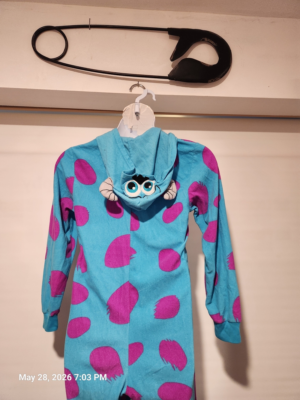 Disney Blue and Purple Sylly Hooded One-Piece Pajama - Picture 3 of 4